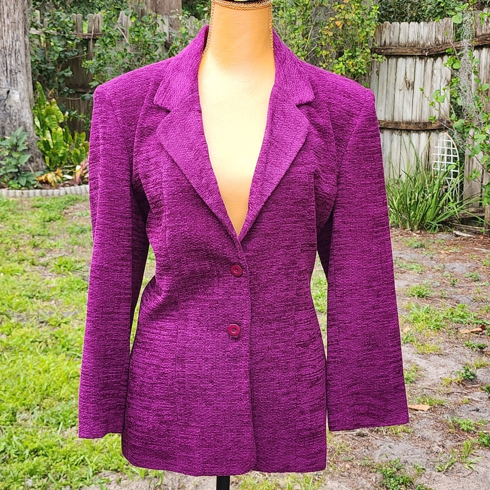 JOAN LESLIE 80s vintage fuchsia plum purple blazer Size 12